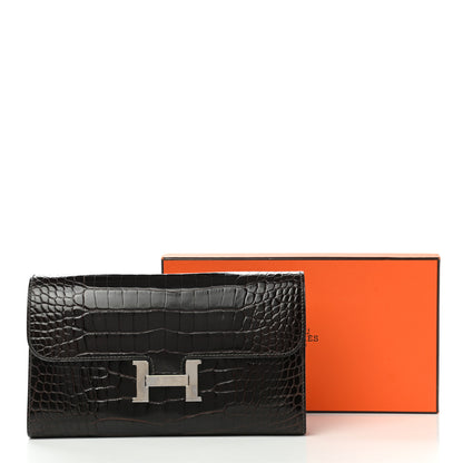 Hermes Shiny Alligator Constance Long Wallet Macassar 9 of 9