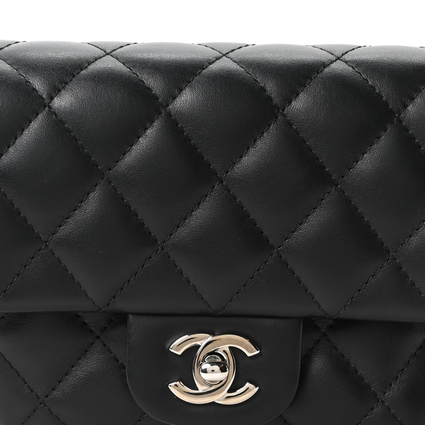 Calfskin Quilted CC Uniform Flap Belt Bag Black