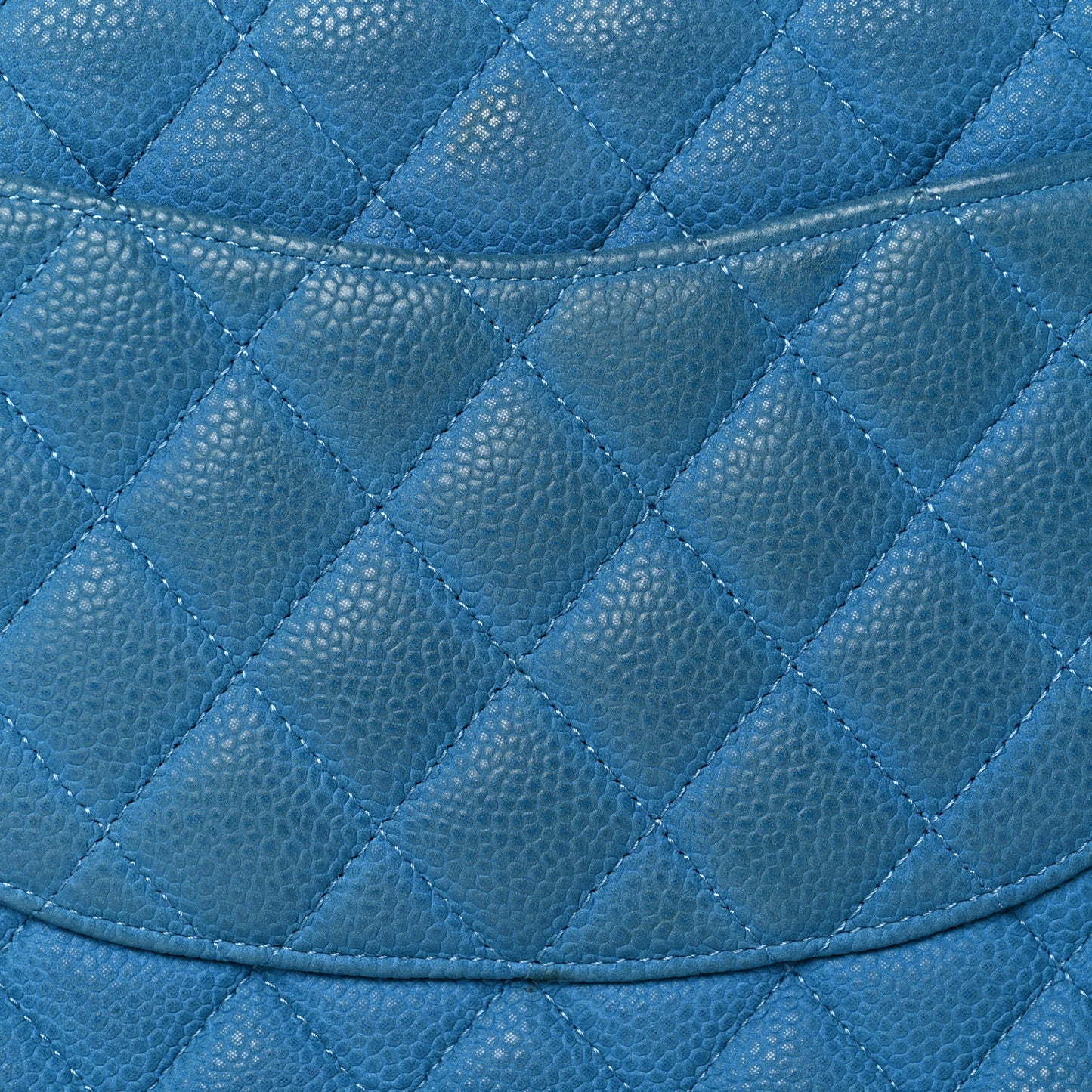 Iridescent Caviar Quilted Medium Double Flap Blue