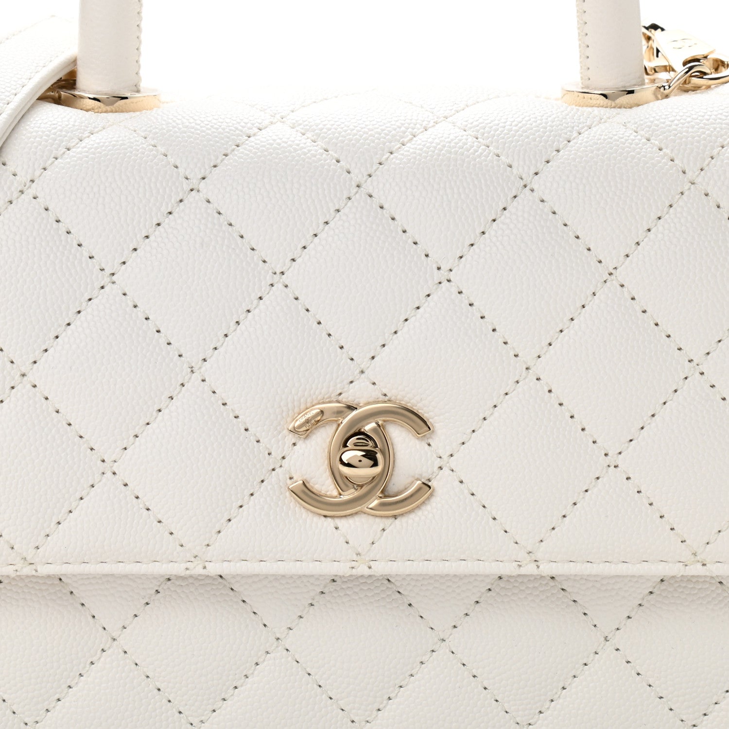 Chanel Caviar Quilted Mini Coco Handle Flap White 8 of 10