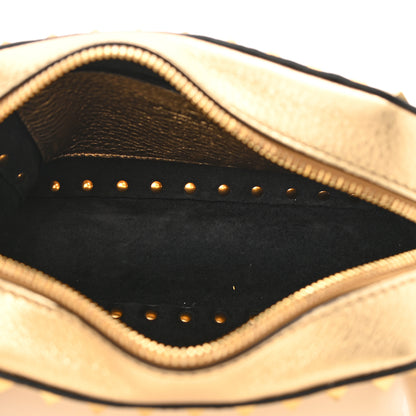 Valentino Garavani Metallic Pebbled Calfskin Rockstud Camera Crossbody Bag Gold 5 of 9
