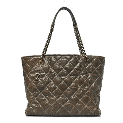 Chanel Crumpled Grained Calfskin Large Coco Pleats Tote Khaki 1 of 11
