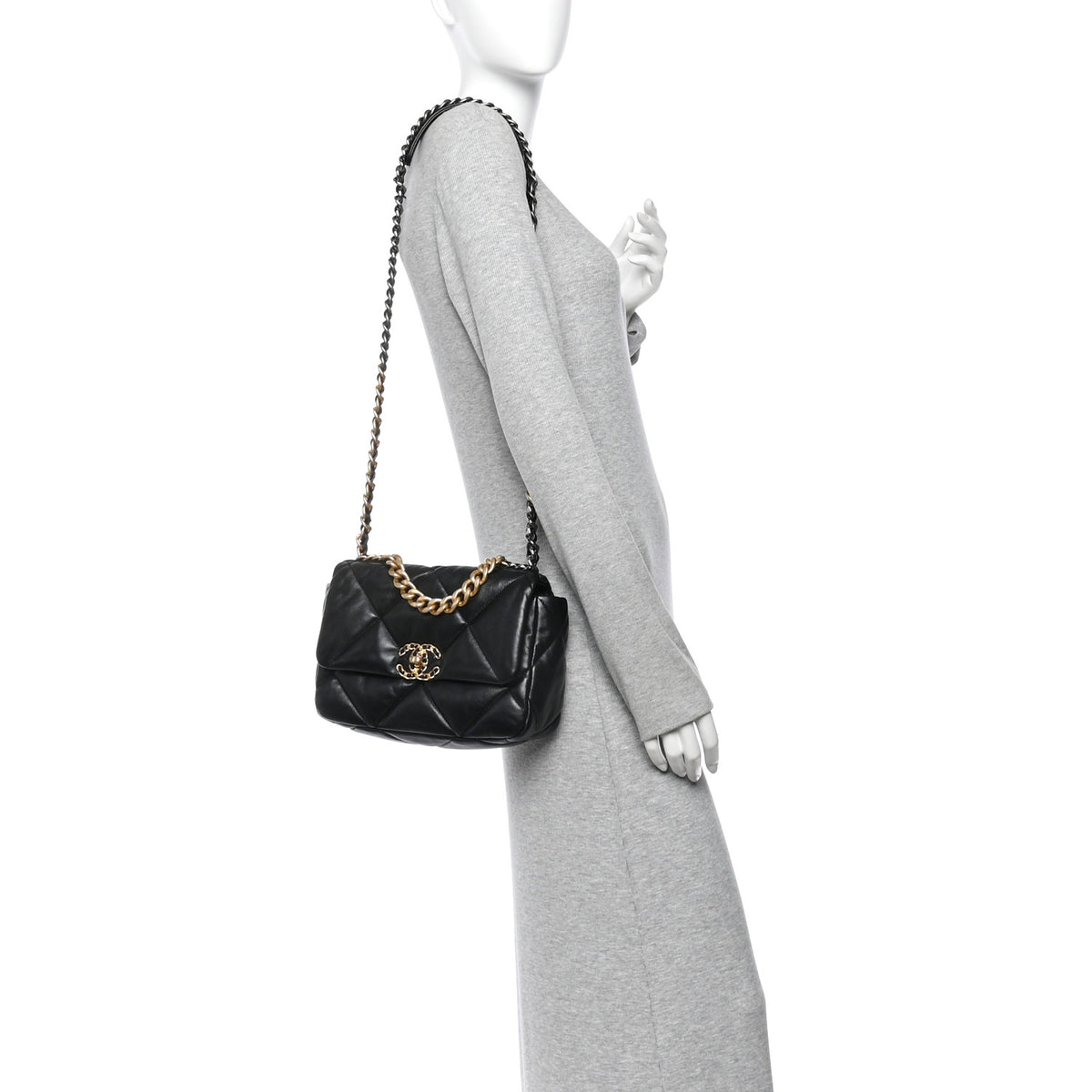 Chanel Lambskin Quilted Medium Chanel 19 Flap Black 2 of 11