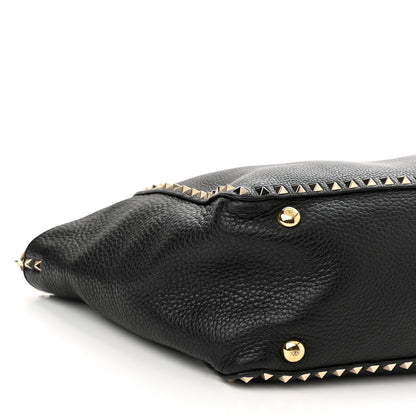 Valentino Garavani Pebbled Calfskin Medium Rockstud Tote Black 8 of 9