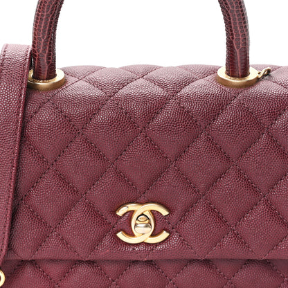 Chanel Caviar Lizard Embossed Quilted Mini Coco Handle Flap Burgundy 8 of 10