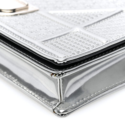 Christian Dior Metallic Patent Micro-Cannage Diorama Wallet on Chain Pouch Silver 8 of 8