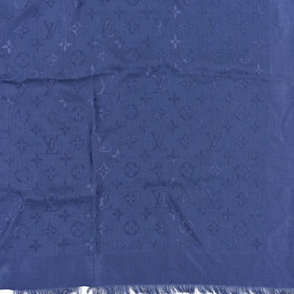 Louis Vuitton Silk Wool Monogram Shawl Night Blue 2 of 3