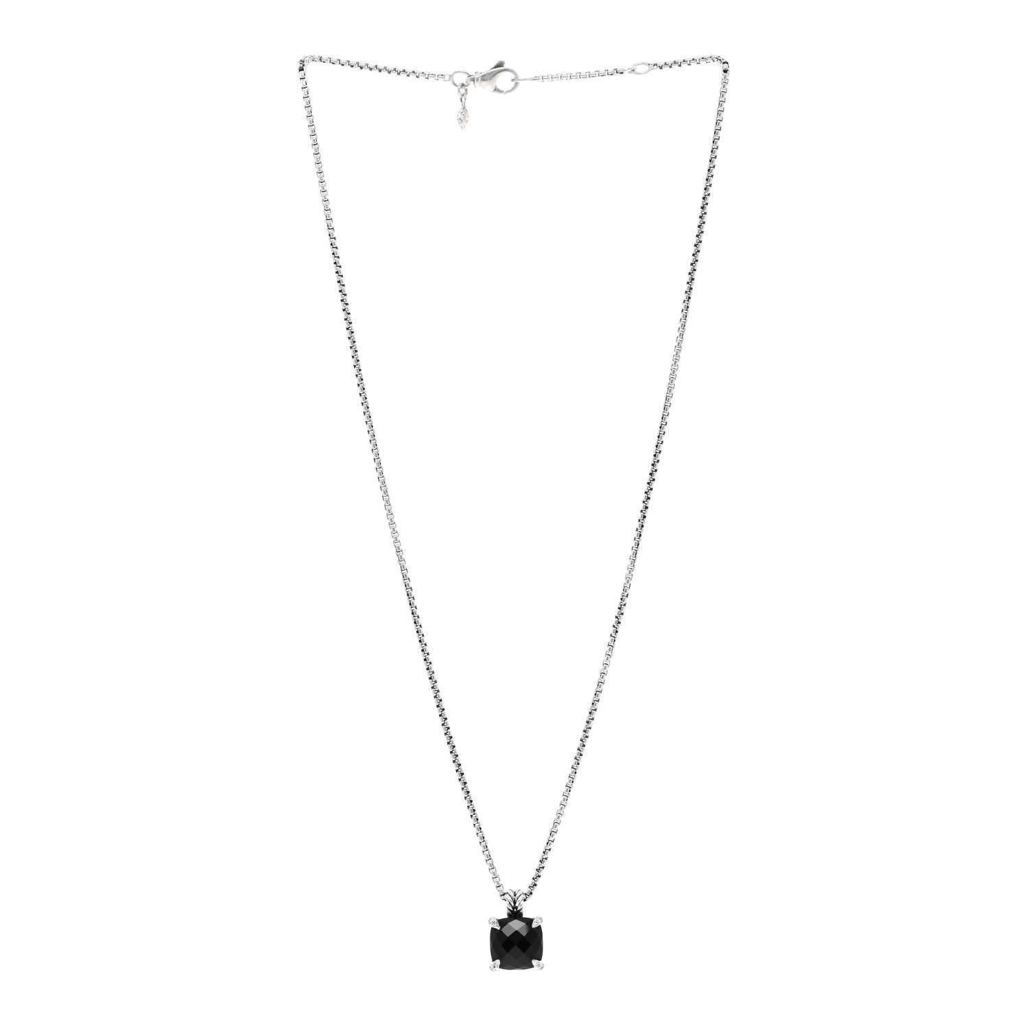 David Yurman Sterling Silver Diamond Black Onyx 11mm Chatelaine Pendant Necklace 3 of 4