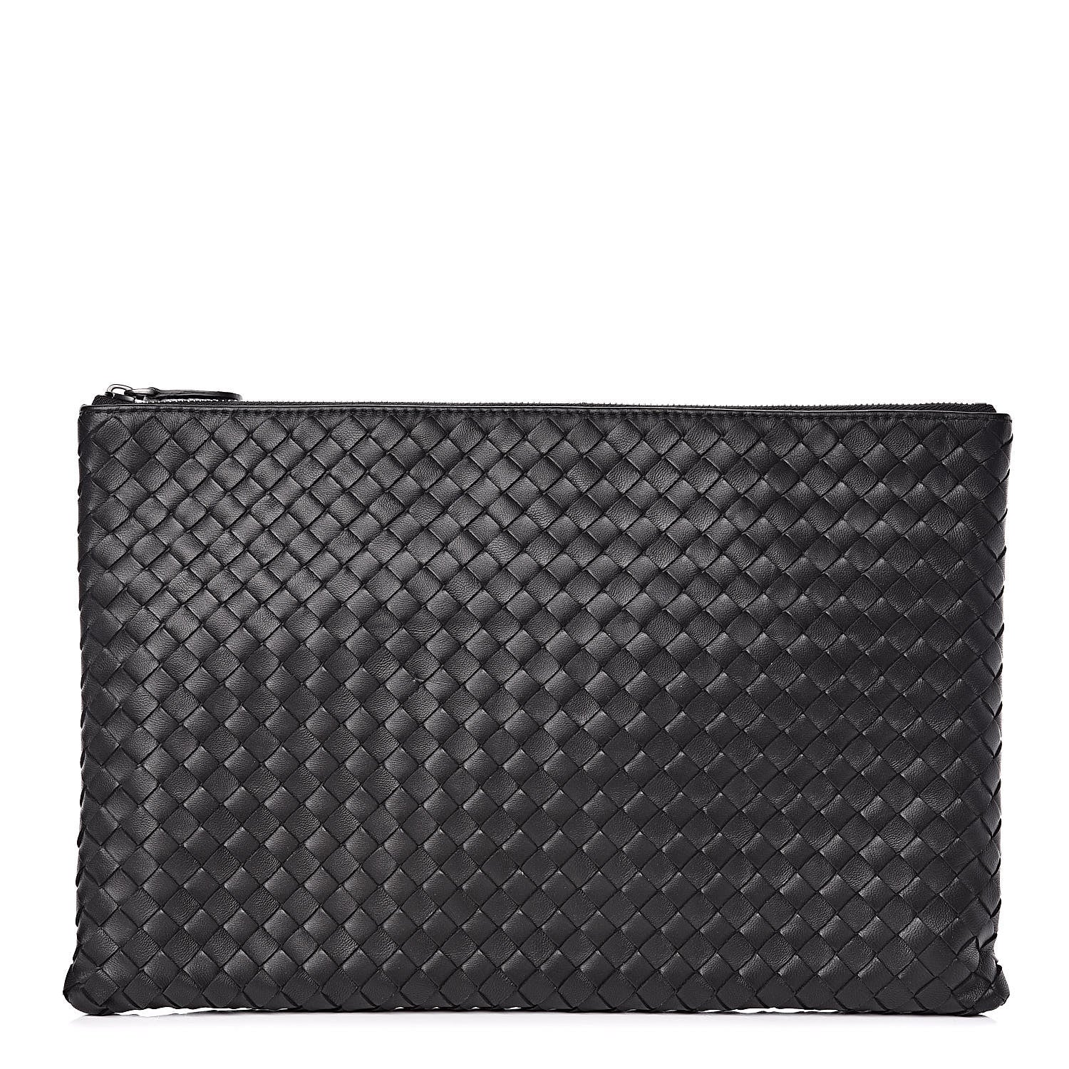 Bottega Veneta Nappa Intrecciato Large Flat Zip Biletto Pouch Black 1 of 7