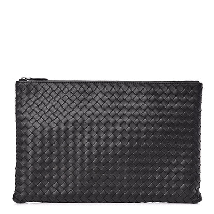 Bottega Veneta Nappa Intrecciato Large Flat Zip Biletto Pouch Black 1 of 7