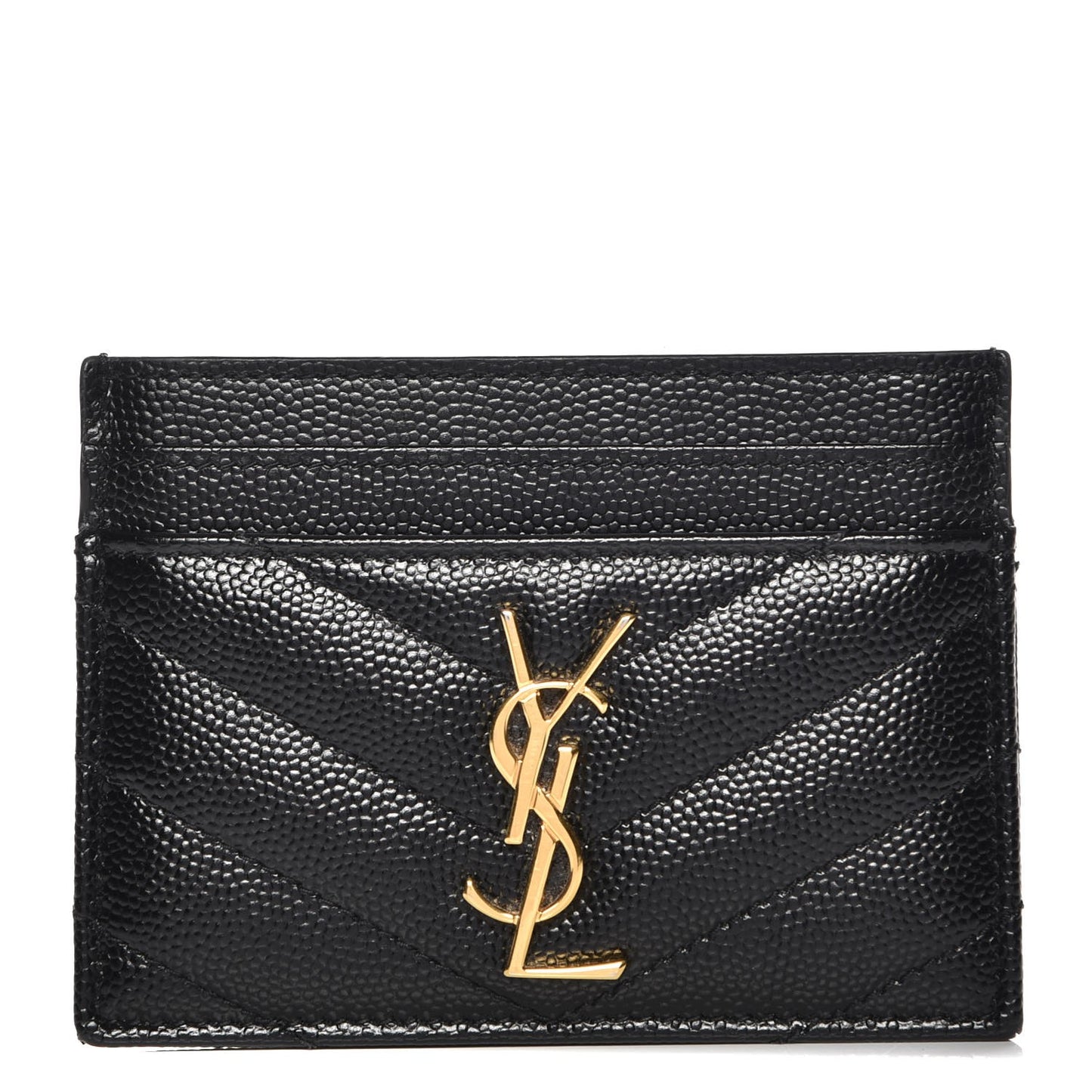 Grain De Poudre Matelasse Chevron Monogram Credit Card Case Black