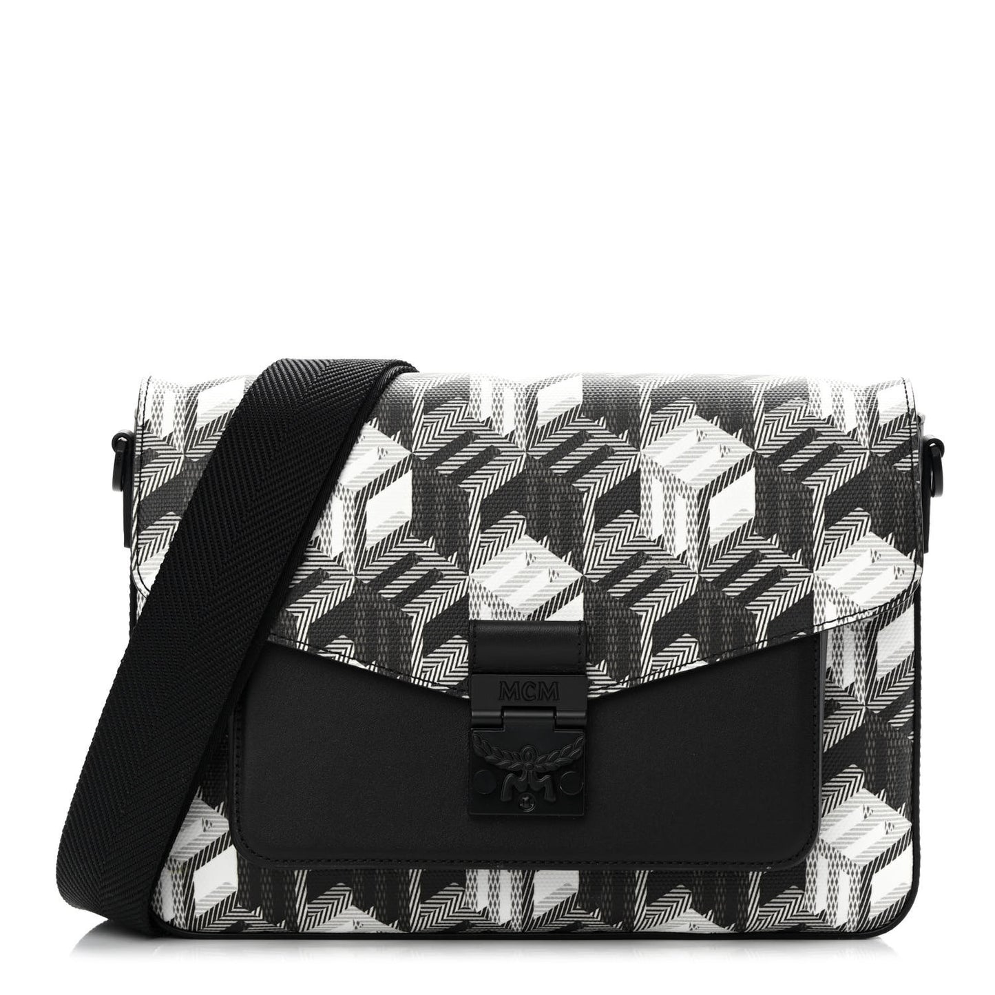 Canvas Nappa Cubic Monogram Millie Crossbody Black White