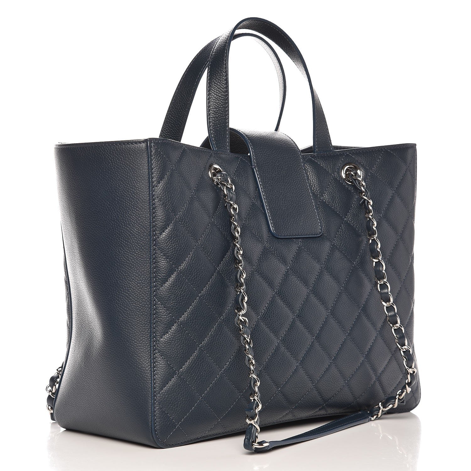 Chanel Caviar Quilted Large CC Box Shopping Tote Navy 3 of 7