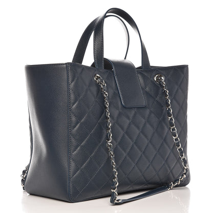 Chanel Caviar Quilted Large CC Box Shopping Tote Navy 3 of 7
