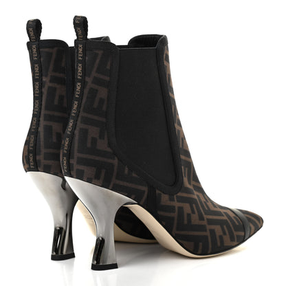 Fendi Mesh Tulle FF Colibri 85mm Ankle Booties 40 Tobacco Moro Black 4 of 7