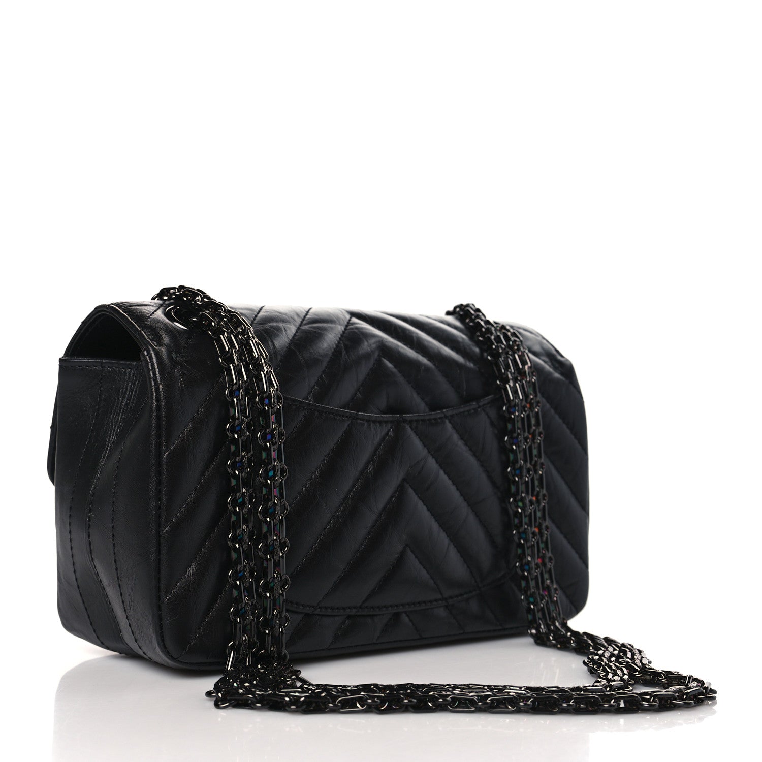 Chanel Aged Calfskin Chevron Quilted 2.55 Reissue Mini Flap So Black 3 of 10