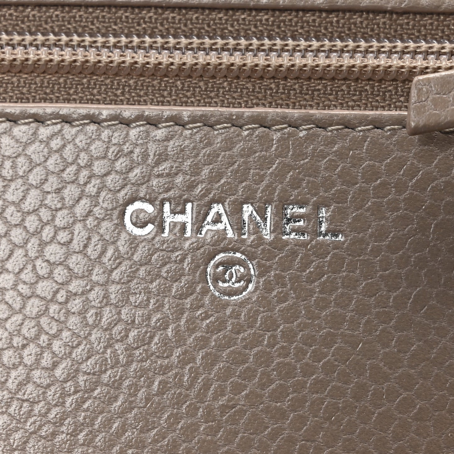 Caviar Quilted Wallet on Chain WOC Dark Beige