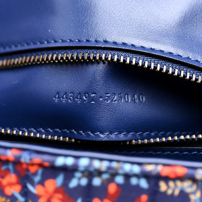 Gucci Cotton Calfskin Matelasse Floral Print Small GG Marmont Shoulder Bag Blue Red Deep Ocean Blue 7 of 11
