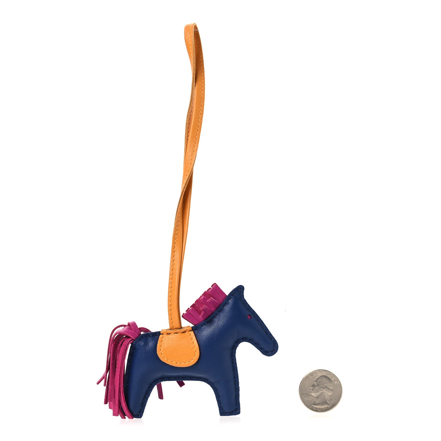 Hermes Milo Lambskin Grigri Rodeo Horse Bag Charm PM Bleu Saphir Rose Pourpre Bouton D'Or 2 of 3