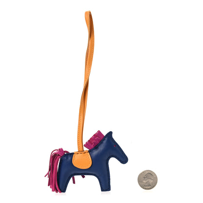 Hermes Milo Lambskin Grigri Rodeo Horse Bag Charm PM Bleu Saphir Rose Pourpre Bouton D'Or 2 of 3