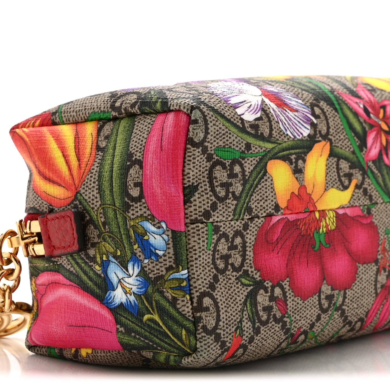 Gucci Soft GG Supreme Monogram Flora Calfskin Small Ophidia Cosmetic Case Beige Ebony Multicolor Rosso 9 of 11