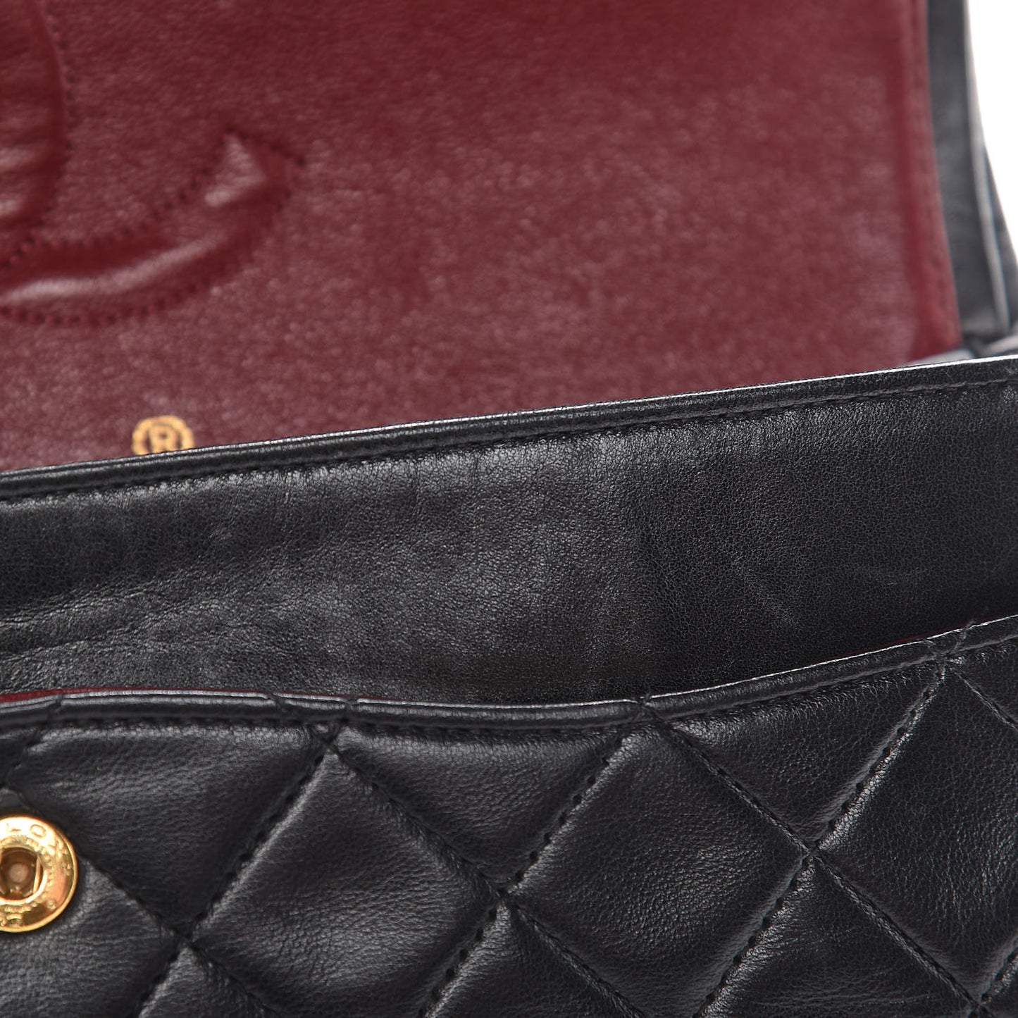 Lambskin Quilted Medium Double Flap Black