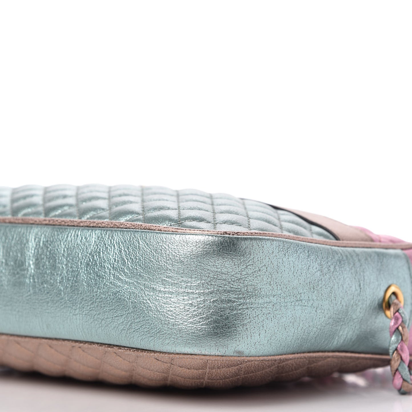 Laminated Nappa Trapuntata Small Zumi Shoulder Bag Rosa Lago Rame