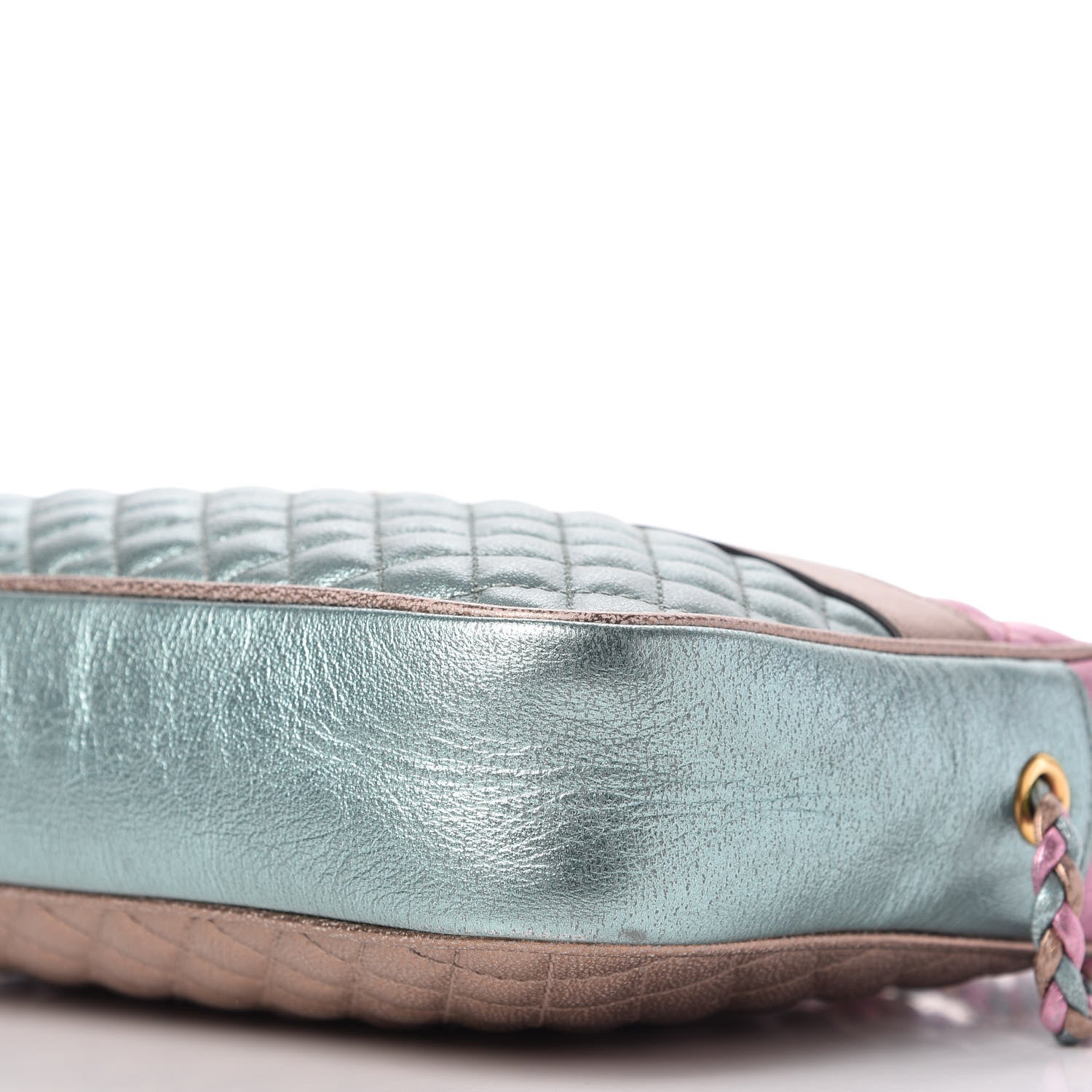 Gucci Laminated Nappa Trapuntata Small Zumi Shoulder Bag Rosa Lago Rame 7 of 10