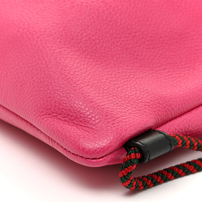 Gucci Grained Calfskin Logo Drawstring Backpack Box Pink Green Black 12 of 13
