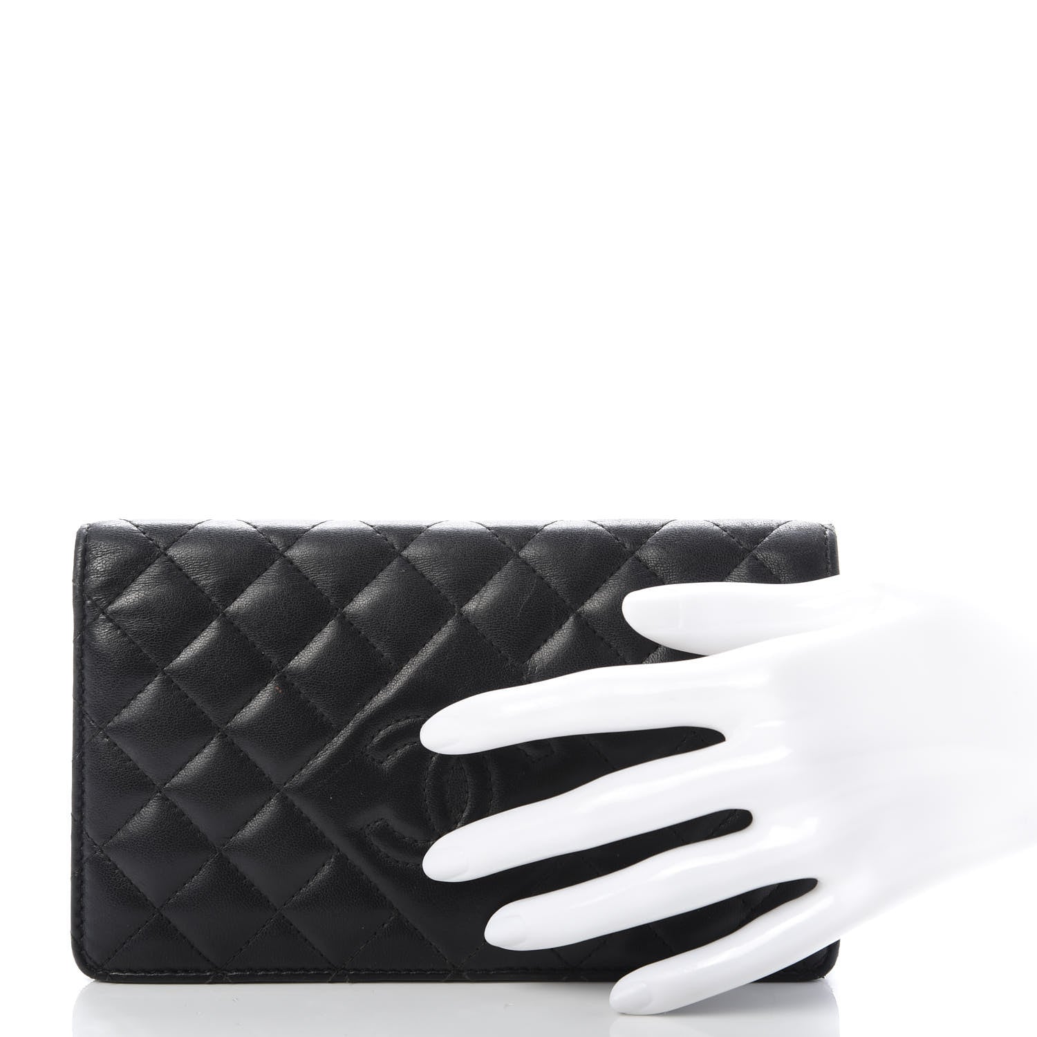 Chanel Lambskin Quilted Diamond CC Yen Wallet Black 2 of 11