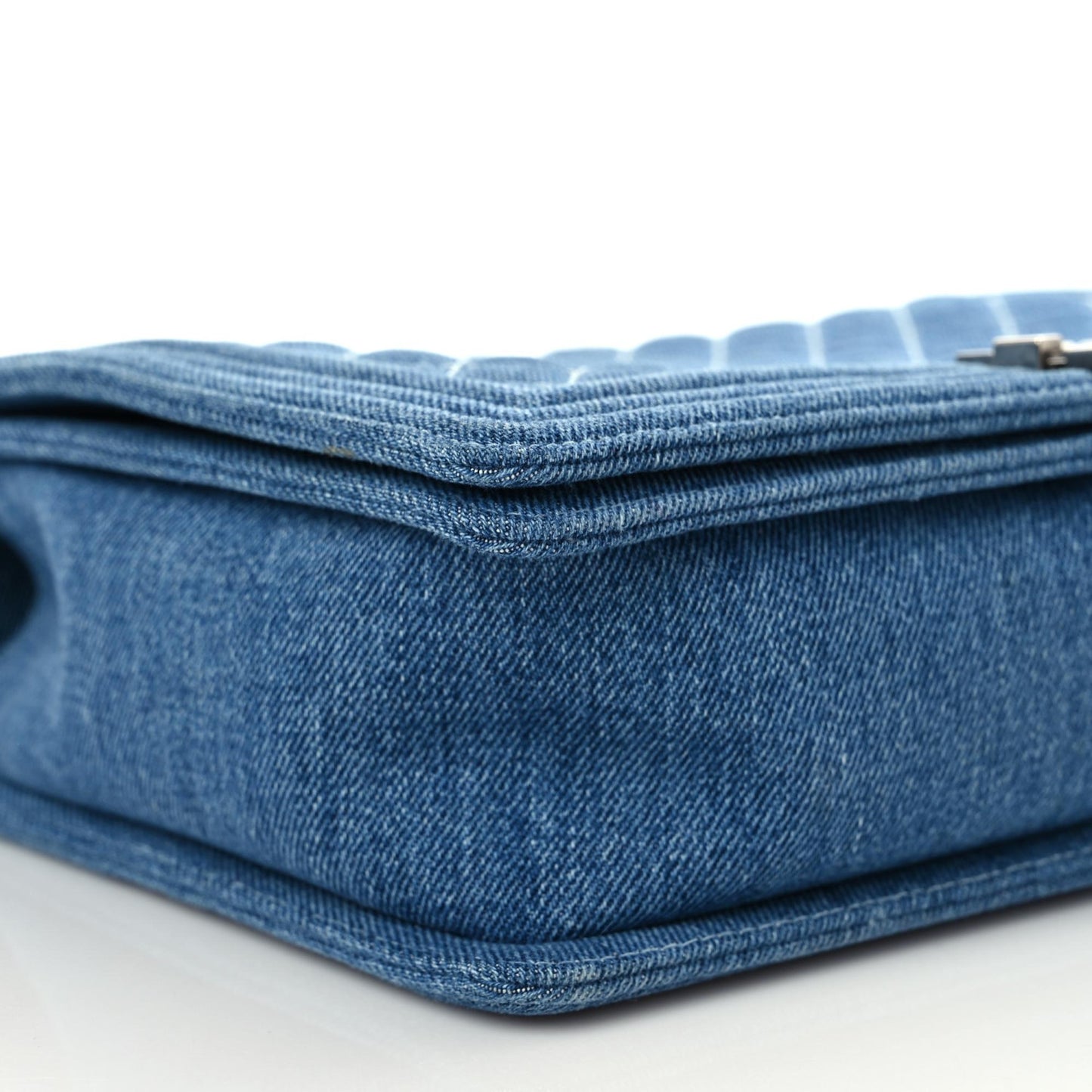 Denim Quilted Large Boy Flap Blue