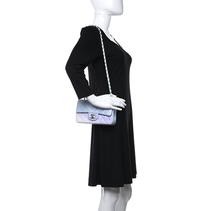Chanel Perforated Lambskin Quilted Mini Rectangular Flap Light Blue Light Purple White 3 of 10