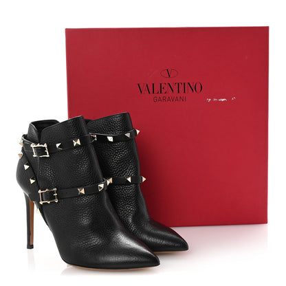 Valentino Garavani Grained Calfskin Rockstud Double Buckle 100mm Ankle Boots 36.5 Black 9 of 9