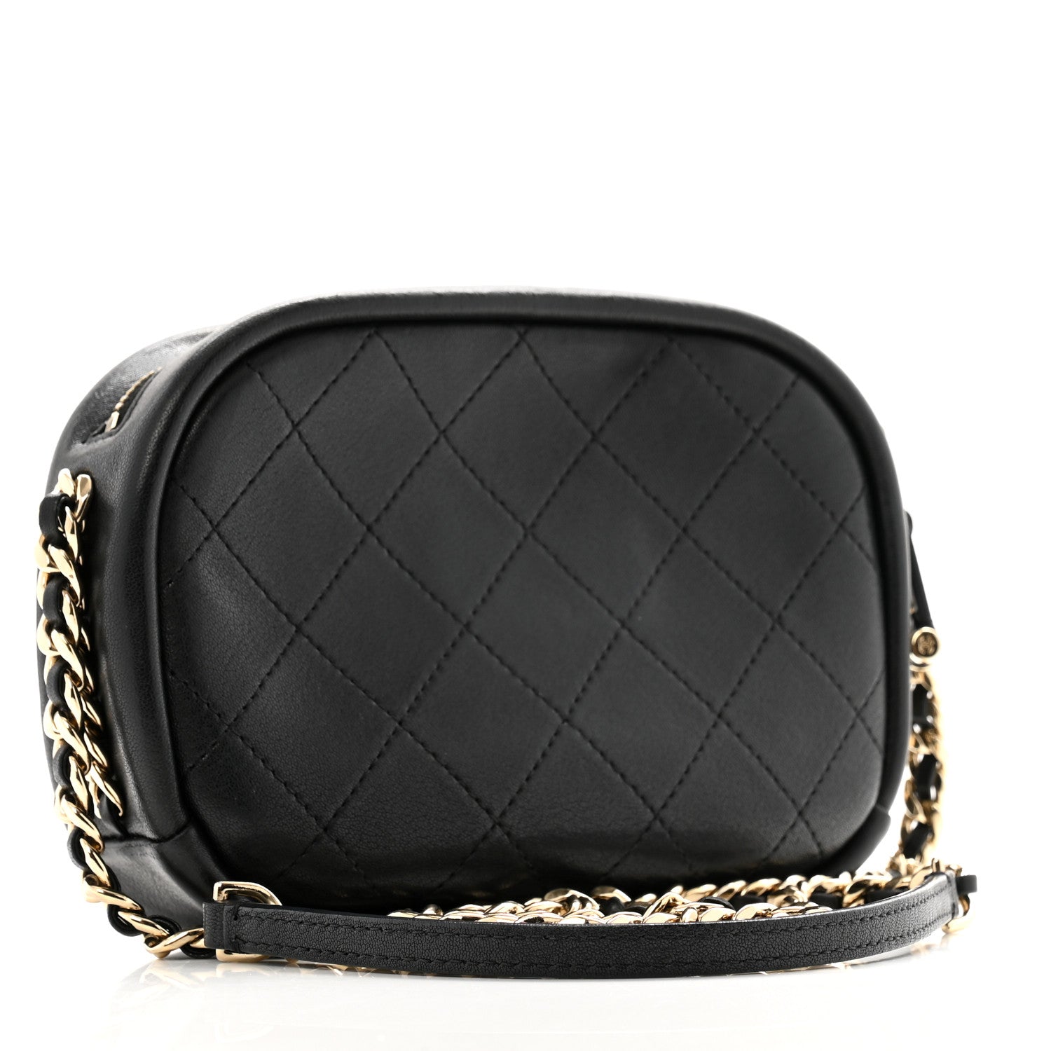 Chanel Goatskin Quilted Small Casual Trip Camera Case Black