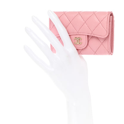 Chanel Caviar Quilted Flap Card Holder Wallet Pink 2 of 9