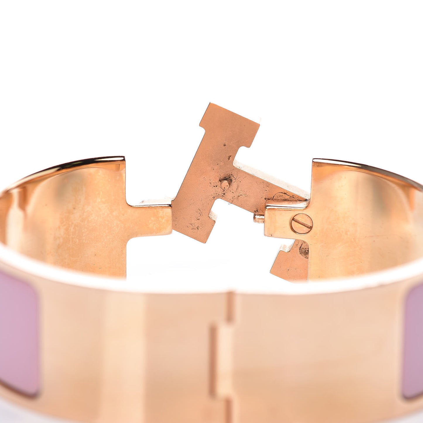 Enamel Wide Clic Clac H Bracelet PM Rose Nacarat