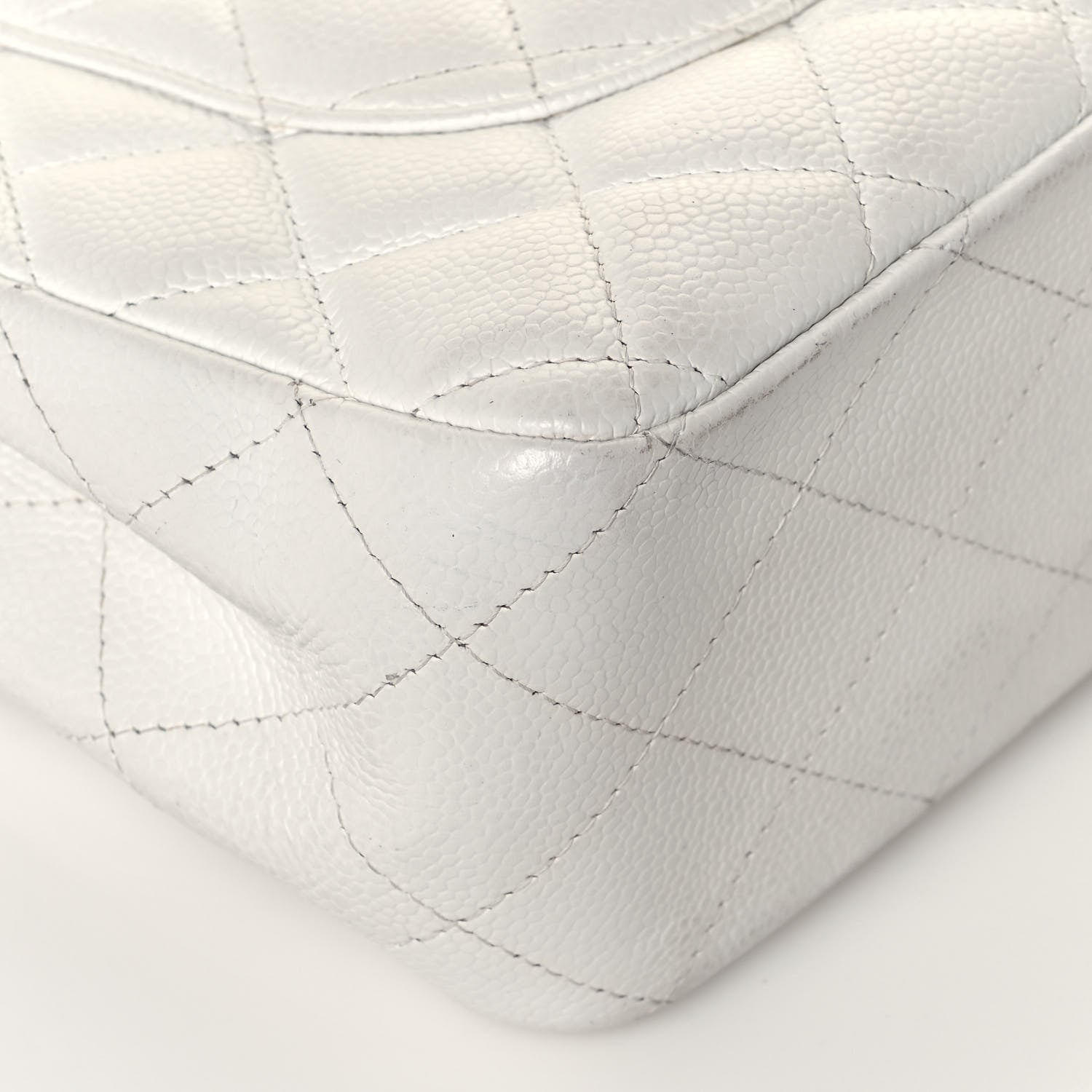 Chanel Caviar Quilted Jumbo Single Flap White 11 of 17