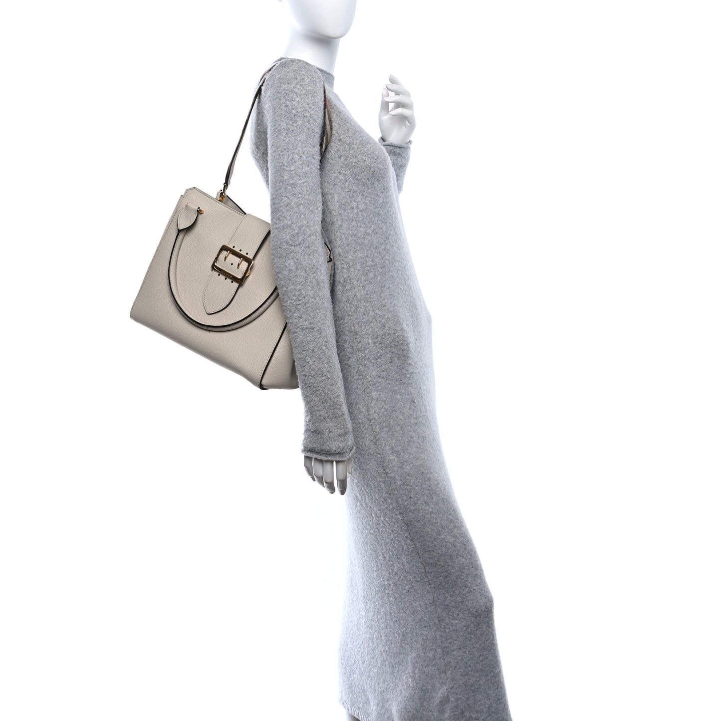 Soft Grain Calfskin Medium Buckle Tote Limestone