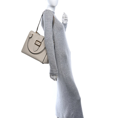 Burberry Soft Grain Calfskin Medium Buckle Tote Limestone 2 of 9