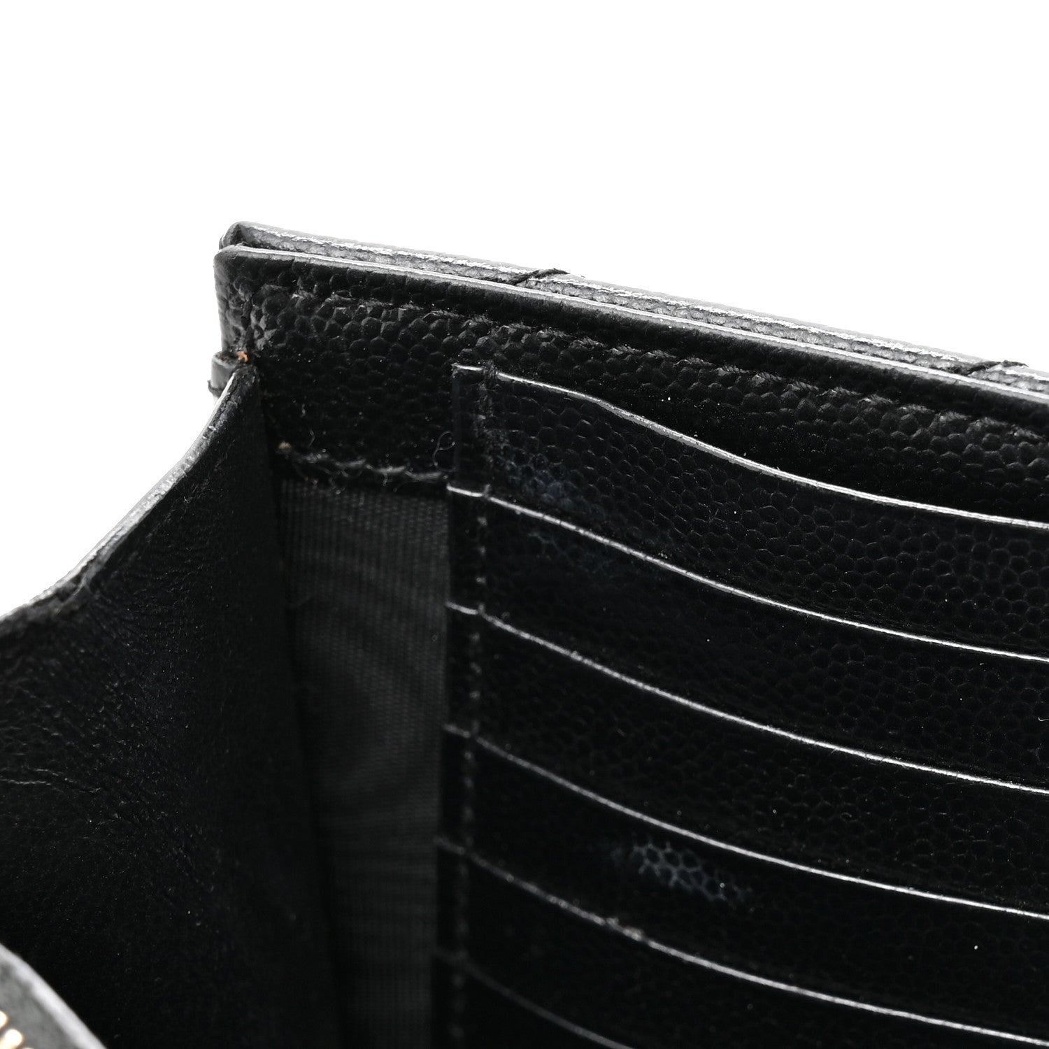 Saint Laurent Grain De Poudre Matelasse Chevron Monogram Chain Wallet Black 14 of 15