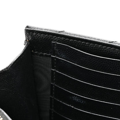 Saint Laurent Grain De Poudre Matelasse Chevron Monogram Chain Wallet Black 14 of 15