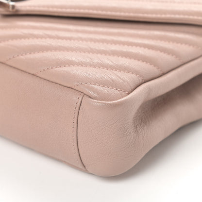 Saint Laurent Sheepskin Matelasse Chevron Monogram Medium College Bag Rose Poudre 10 of 14