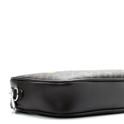 Fendi Shiny Glazed Fabric Vitello Cover FF 1974 Logo Medium Camera Case Tobacco Moro Giallo Ebano 7 of 8
