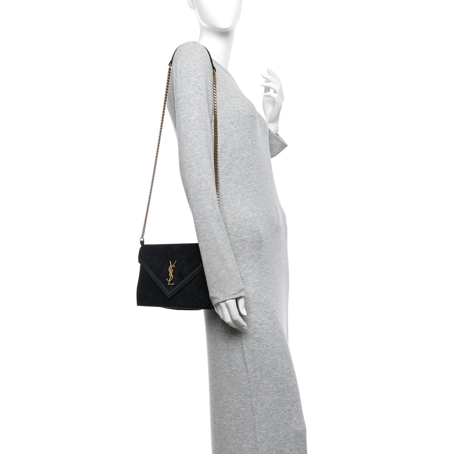 Saint Laurent Suede Calfskin Monogram Le Sept Chain Bag Black 2 of 14