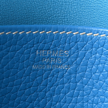 Hermes Taurillon Clemence Halzan 31 GM Bleu Zanzibar 6 of 11