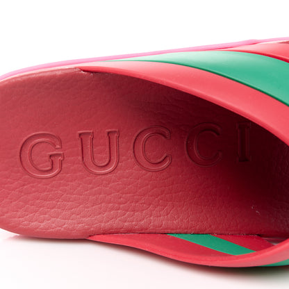 Gucci Rubber Web Womens Criss Cross Slide Sandals 38 Coral New Shamarock 8 of 9