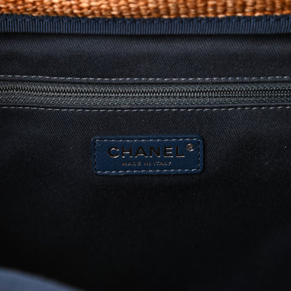 Chanel Mixed Fibers Large Shopping Bag Blue Beige 8 of 11