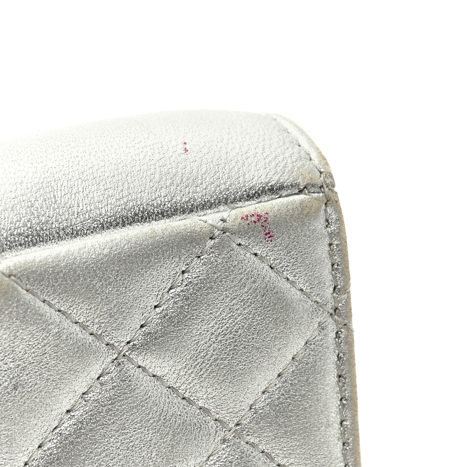 Chanel Metallic Lambskin Quilted Mini Phone Holder Clutch Silver 8 of 8