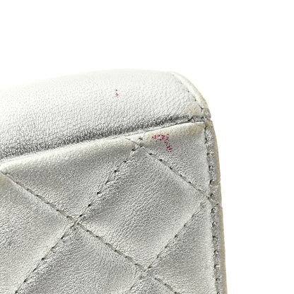 Chanel Metallic Lambskin Quilted Mini Phone Holder Clutch Silver 8 of 8