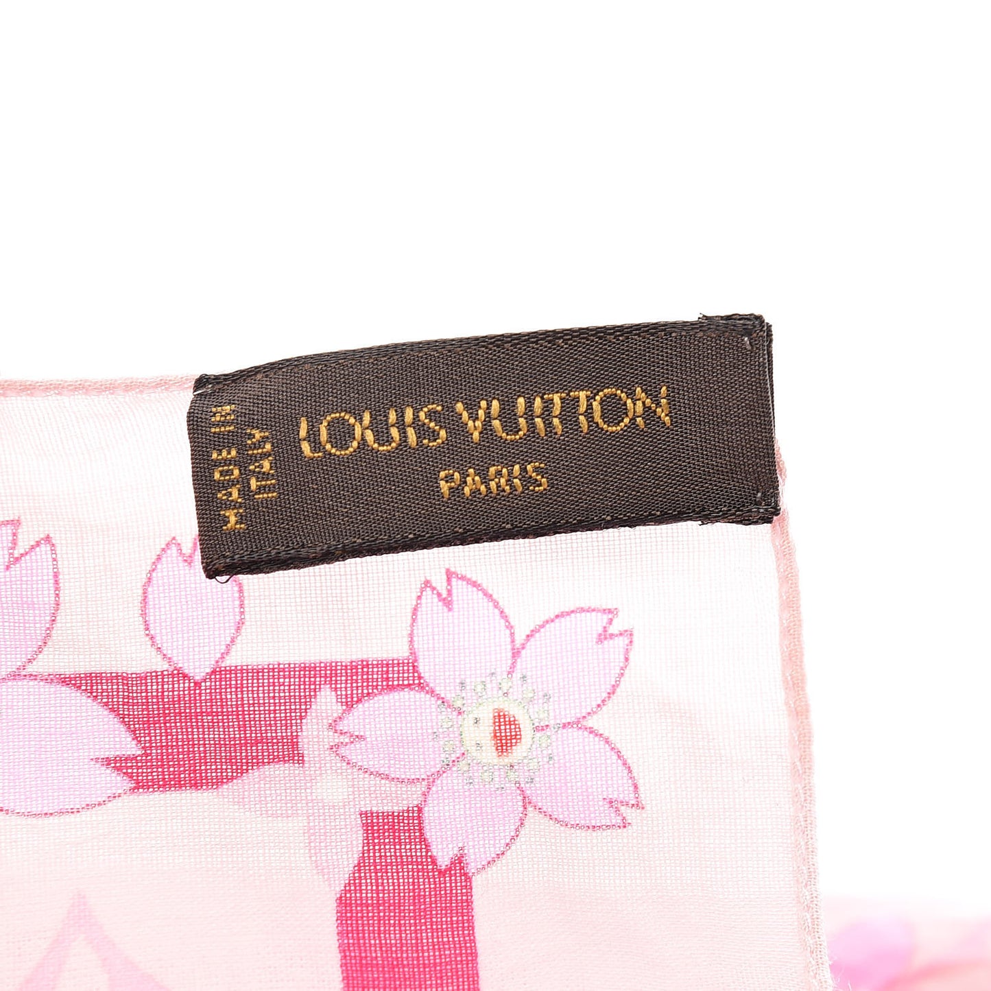 Cotton Monogram Cherry Blossom Square Scarf Pink
